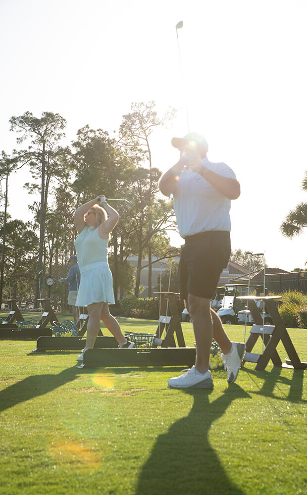 Golfers at the driving range