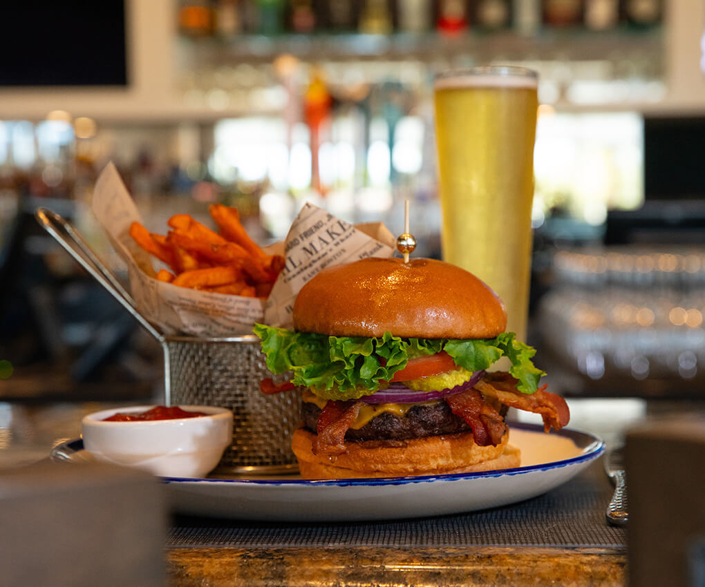Hamburger meal with sides